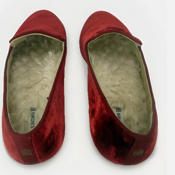 Birdies Starling Red Velvet Shearling Slipper Flats Slip On Comfort Classic Prep - Picture 5 of 16